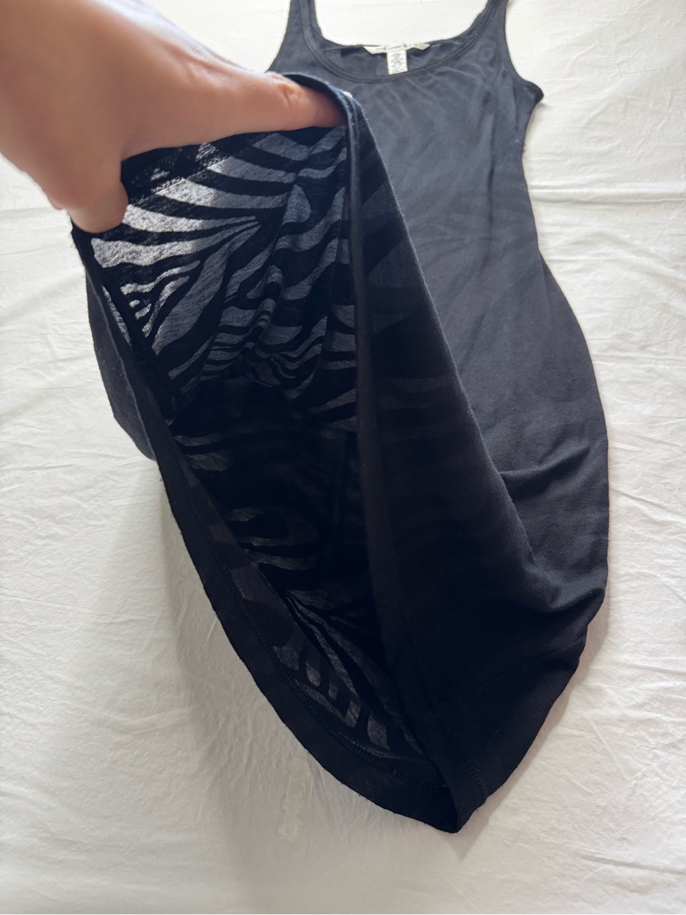 Diane Von Furstenberg - Sheer Zebra Pattern Black Sleeveless Bodycon Dress - Picture 9 of 9